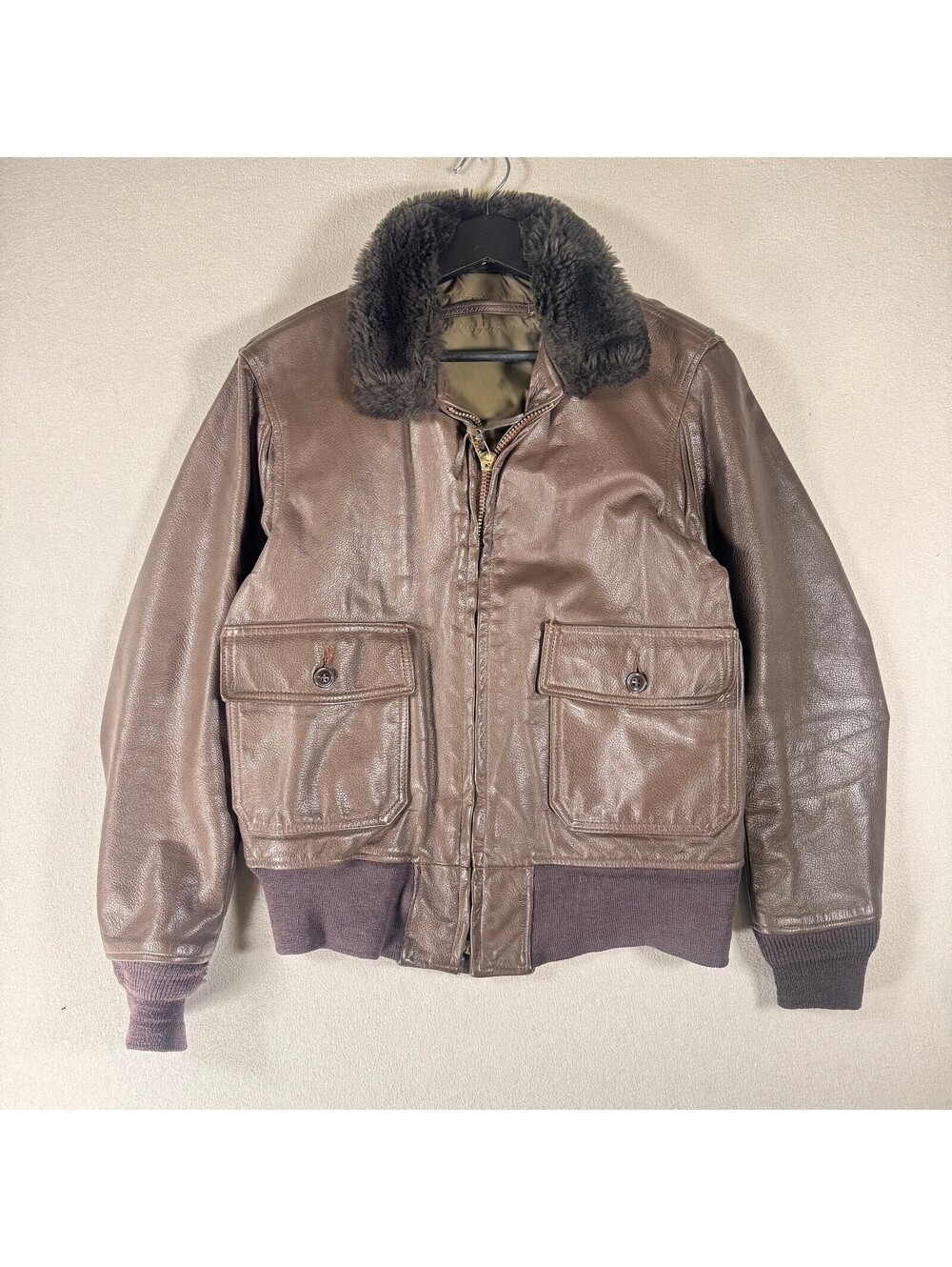 Vintage 60s/70s USN G-1 Flyers Leather Bomber Jacket Sz S
